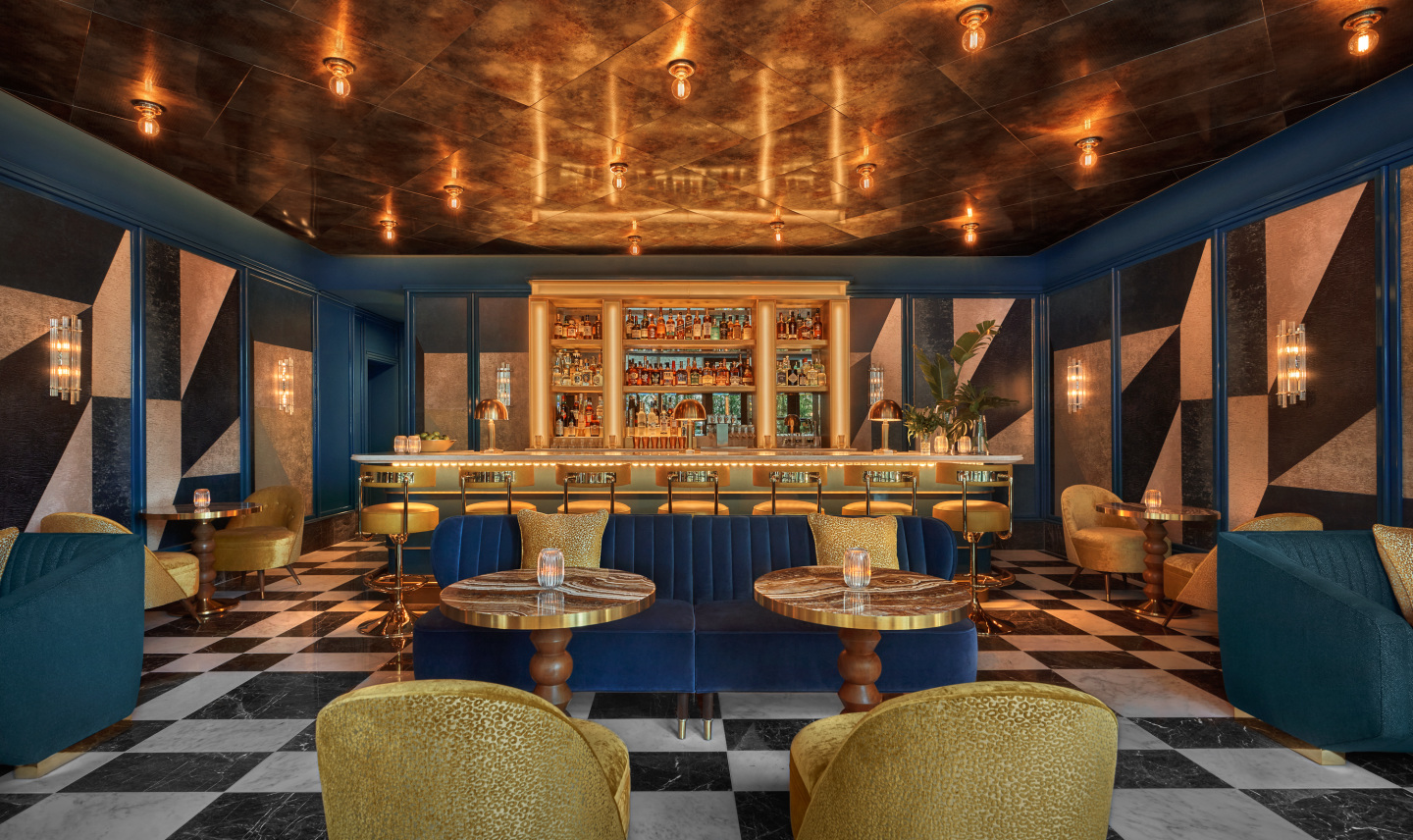 A colorful ambient bar.