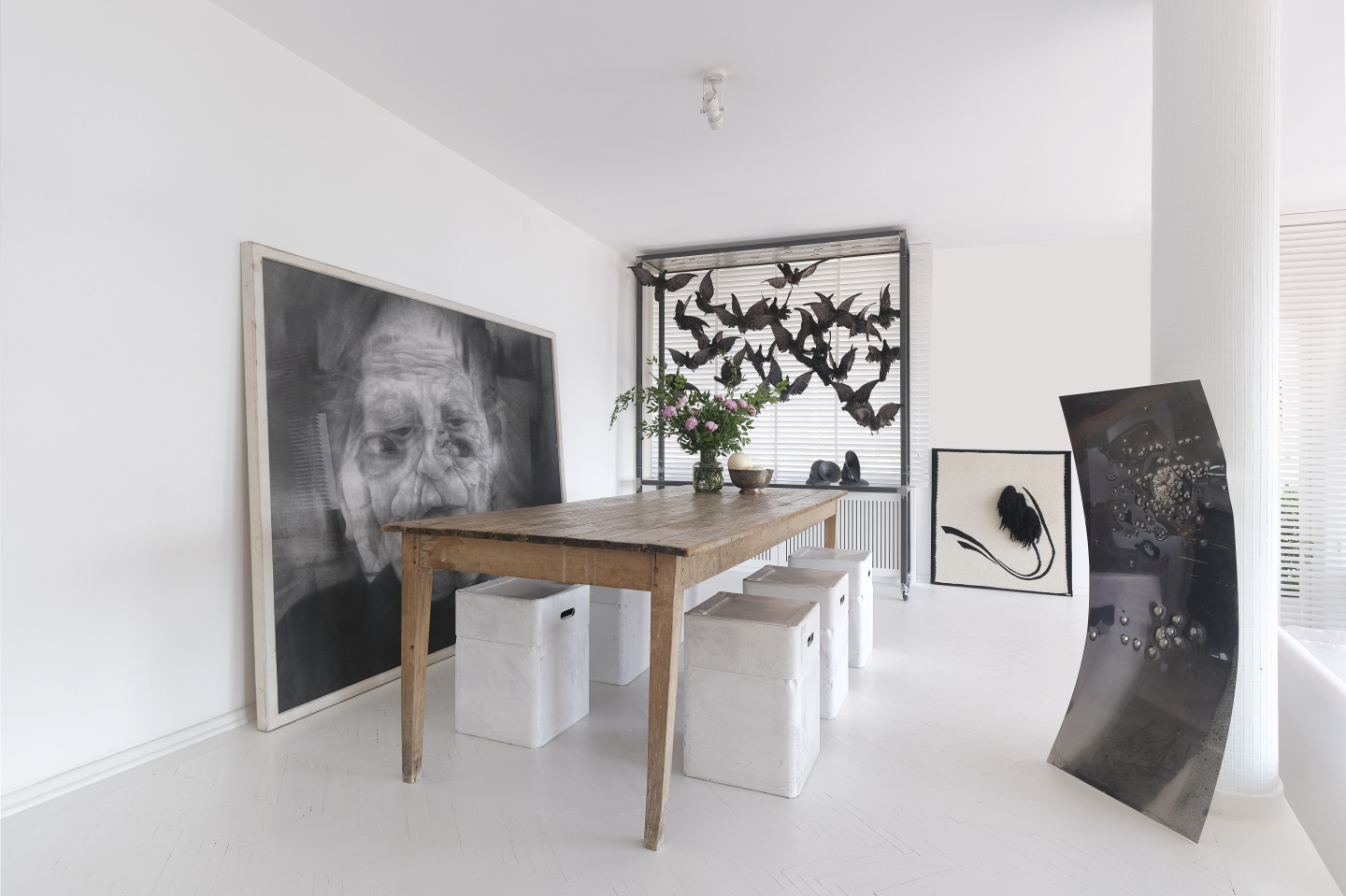 Four pieces of art inside the home.
