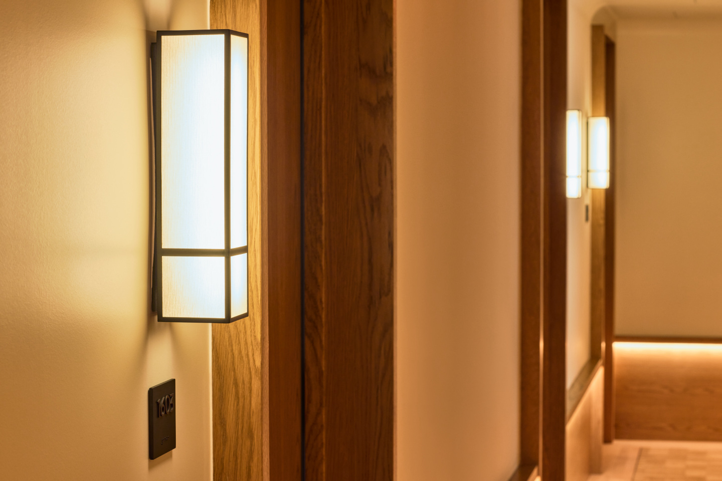 Light fixtures in a hotel.