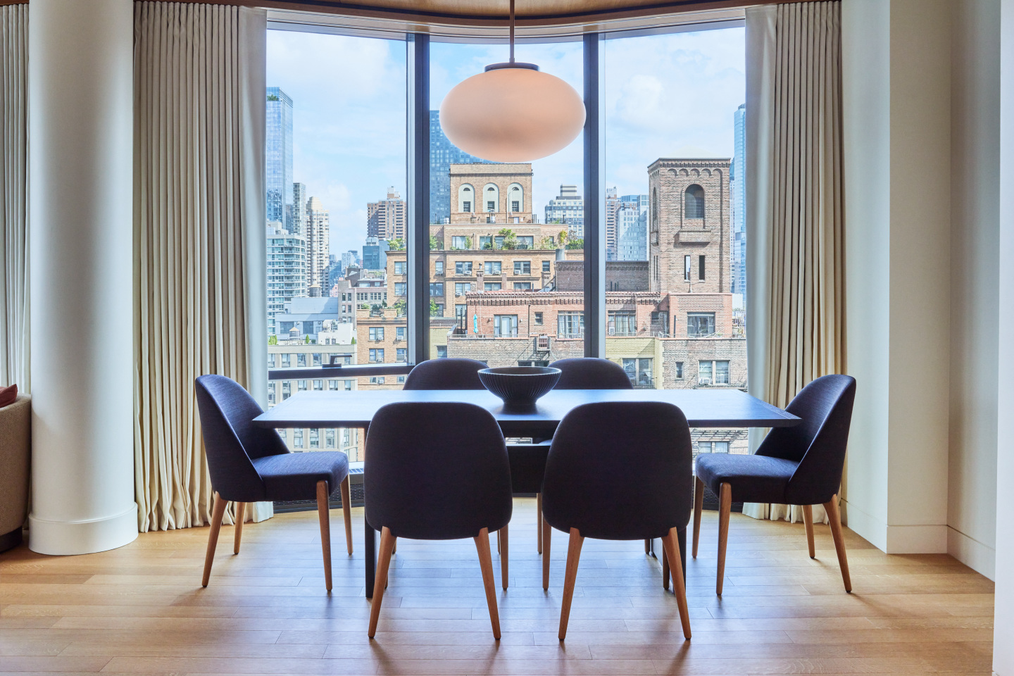 A suite dining room at a hotel.