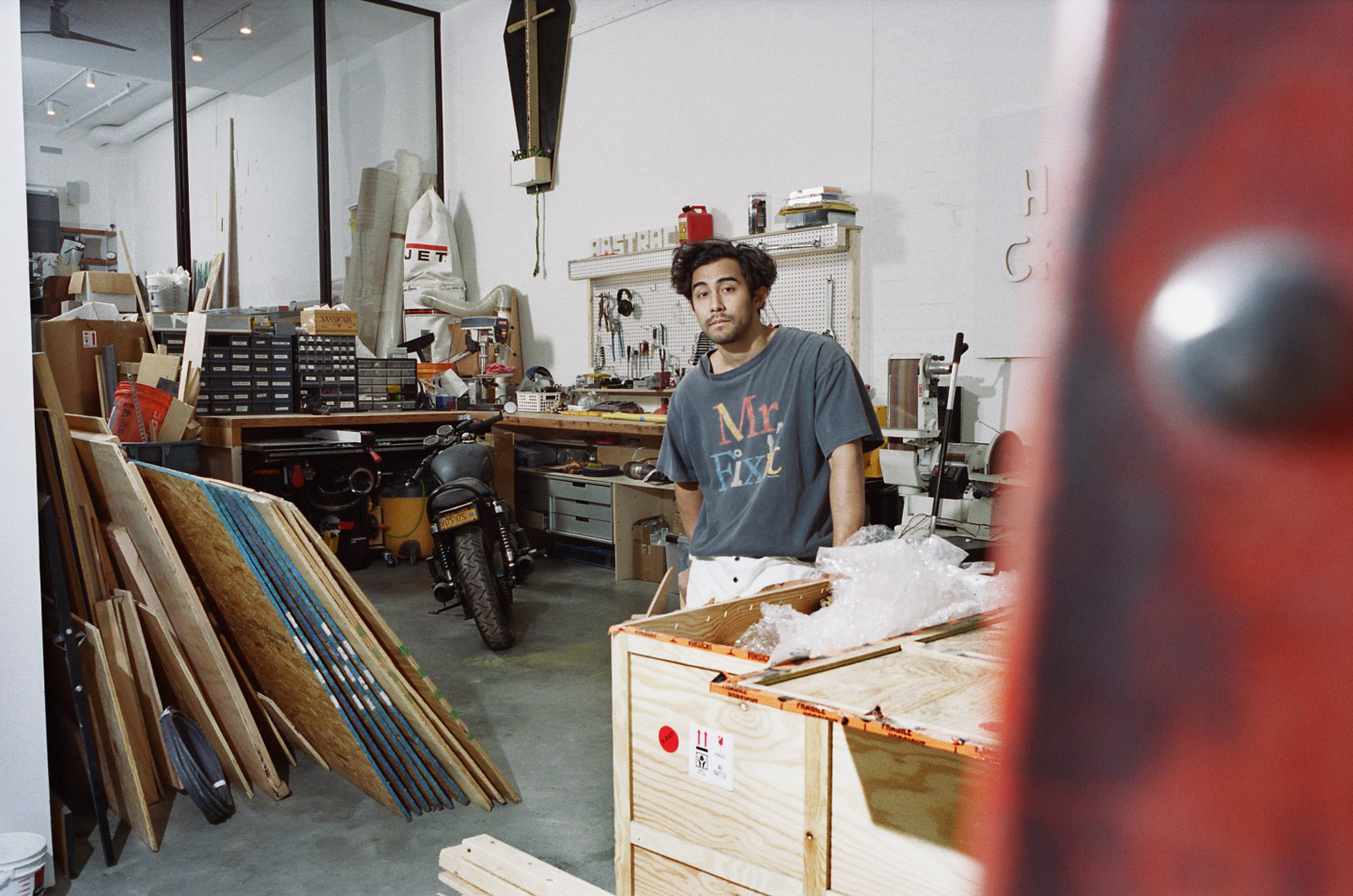man in garage