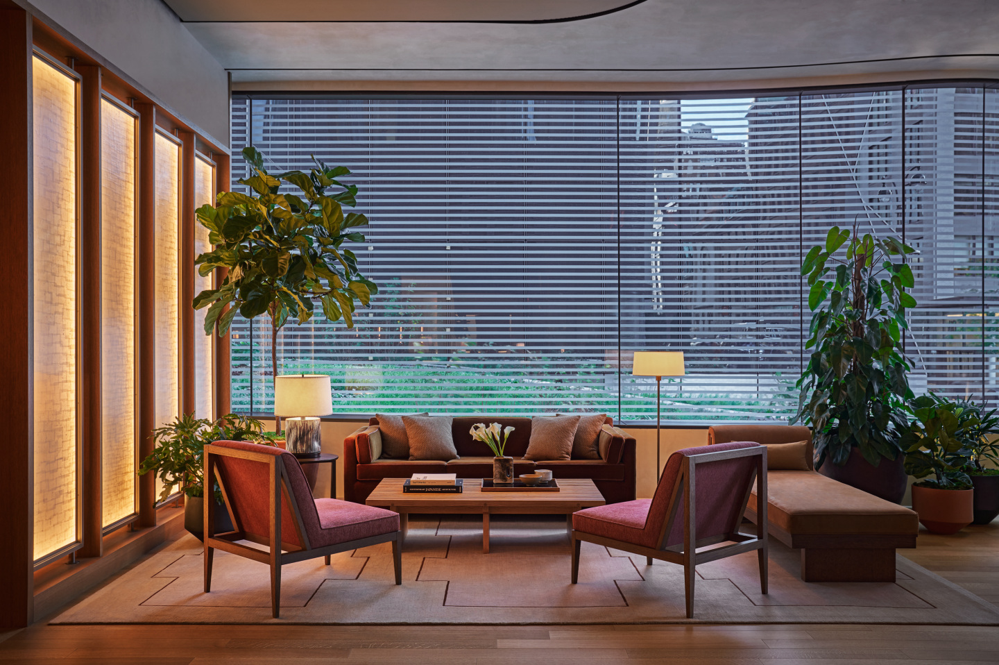 Lobby seating in a hotel.
