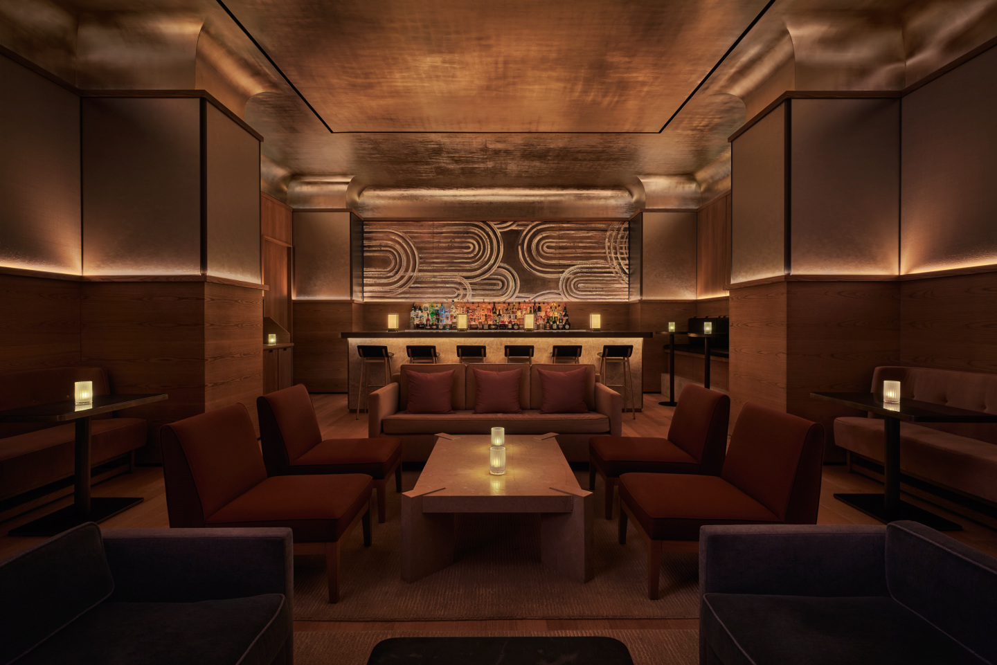 The bar of a hotel.