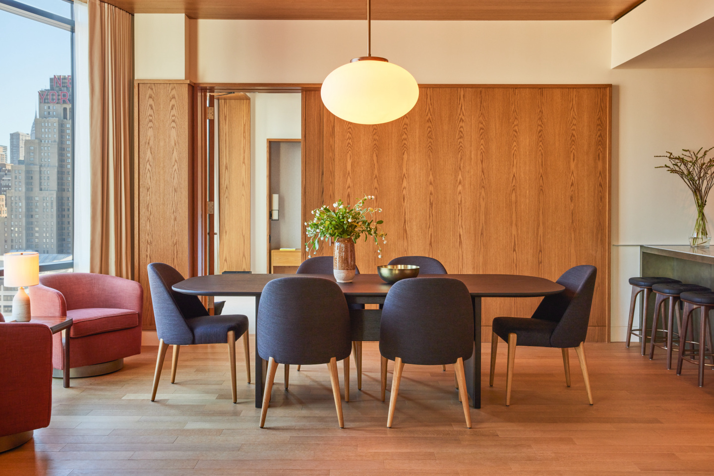 A dining area in a hotel suite.