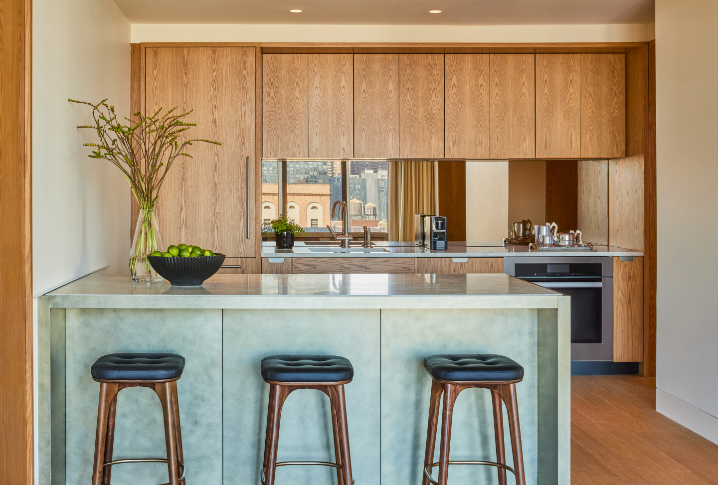 A kitchenette in a hotel.