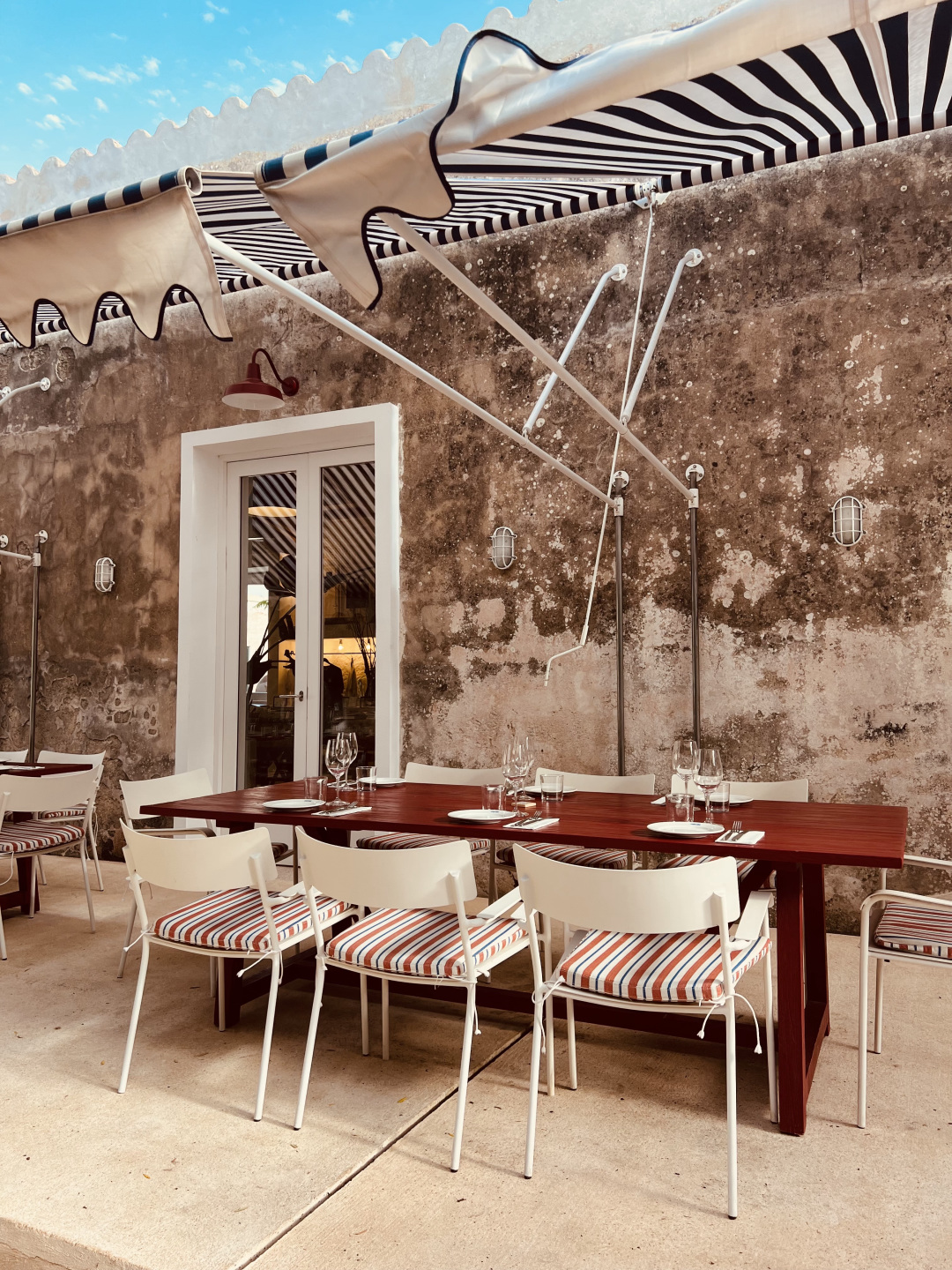 A dining table outside.