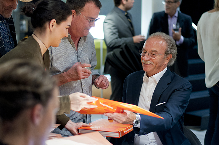 Giorgio Busnelli signing his new book, The Long Life of Design in Italy. B&B Italia 50 Years and Beyond.