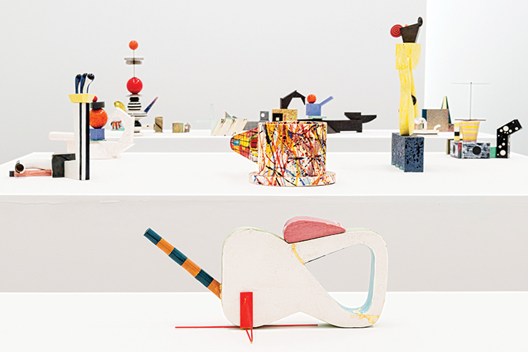 Installation view of Peter Shire’s “A Survey of Ceramics: 1970s to the Present” at Derek Eller Gallery, New York.