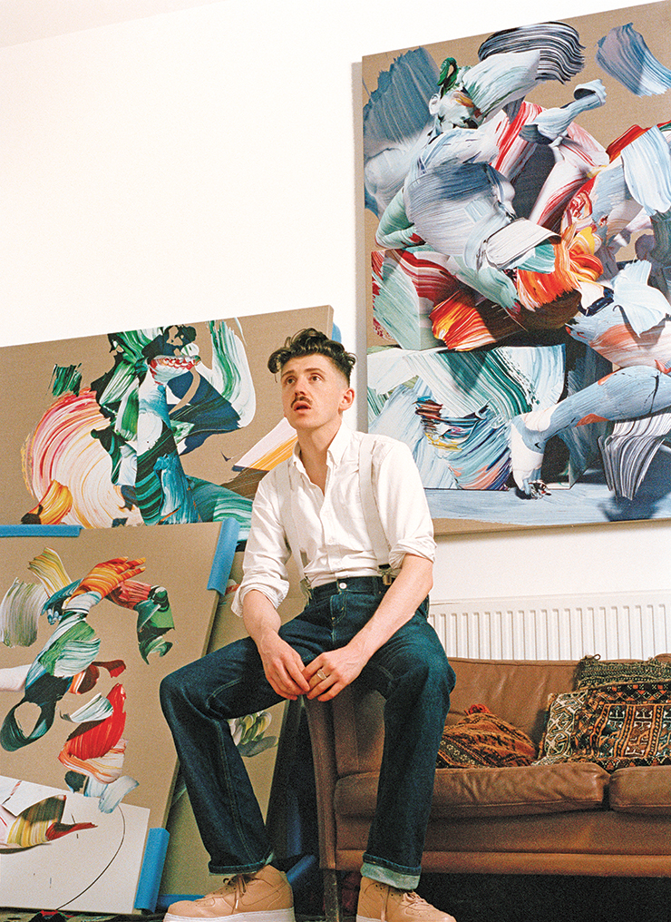 Matthew Stone’s paintings, on view at December’s <em>Untitled</em> Art Fair in Miami Beach, is attracting collectors from Asia to the U.S. Portrait by Ronan McKenzie.” width=”740″ height=”1016″><figcaption>Matthew Stone’s paintings, on view at December’s <em>Untitled</em> Art Fair in Miami Beach, is attracting collectors from Asia to the U.S. Portrait by Ronan McKenzie.</figcaption></figure>
</p><p>“I feel like I’ve grown up in public,” says the British artist Matthew Stone, who has always grasped the possibilities offered online. Describing himself as “almost an Internet native” (he was born in 1982), Stone developed his own website as a teenager.</p><p>By the early 2000s, as part of a South London collective, Stone used MySpace to pull in thousands of people to utopian club nights, claiming to have once included President George W. Bush’s niece Lauren amongst its attendees.</p><p>Stone is now more sedate than in his Peckham partying days (think e-cigarettes and a gluten-free diet), but is still staying ahead of the curve. In late August he joined forces with the digital creative agency Slap to become one of the first artists to create a custom Snapchat filter to promote the last day of his solo exhibition “Healing With Wounds” at London’s Somerset House. Visitors were able to unlock his digital work as an overlay to their own 10-second photo or video for the exhibition’s duration through August 29.</p><div class=