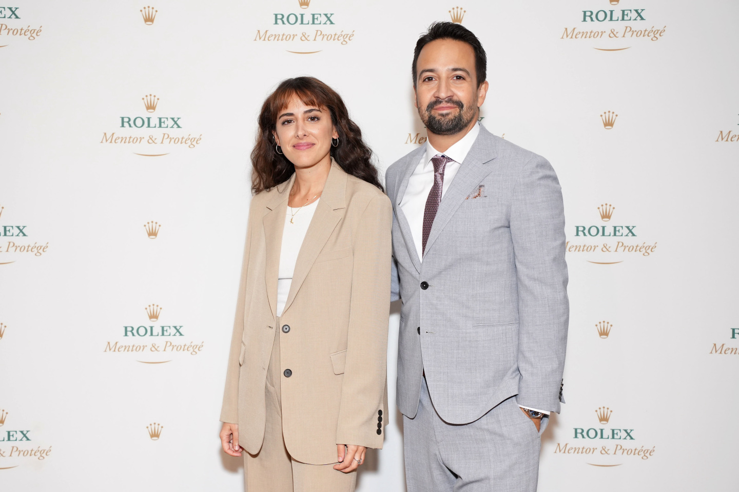 Agustina San Martín and mentor Lin-Manuel Miranda posing for a photo.