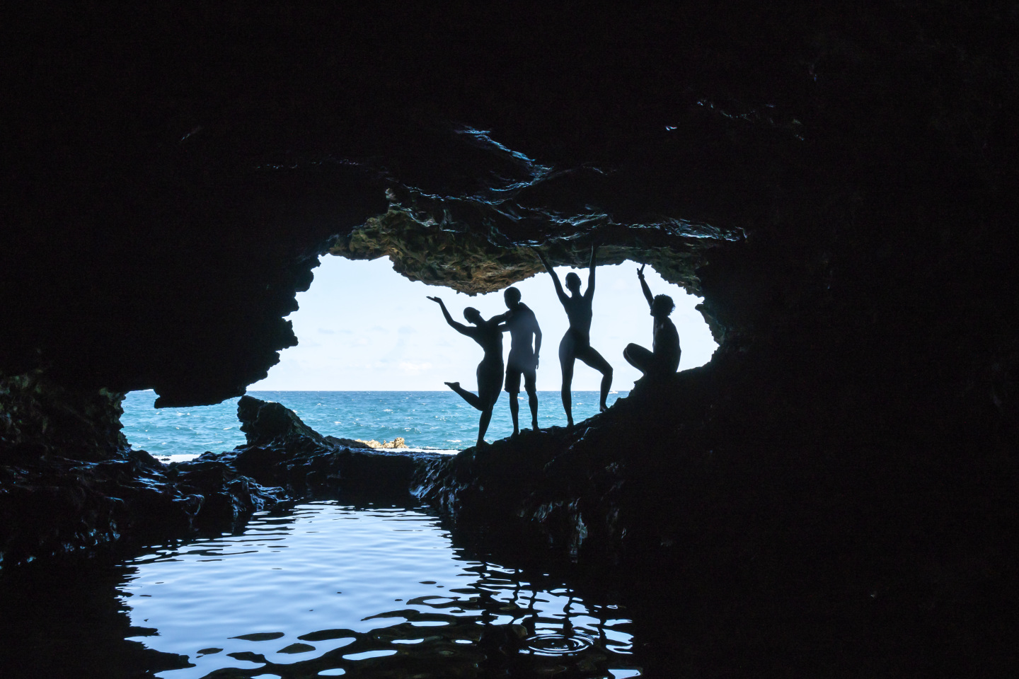 people explore cave
