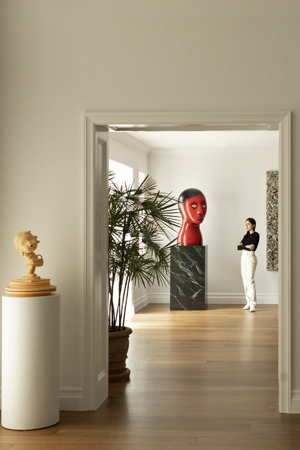 Sculptures by Paul McCarthy (left) and Nicolas Party (right).