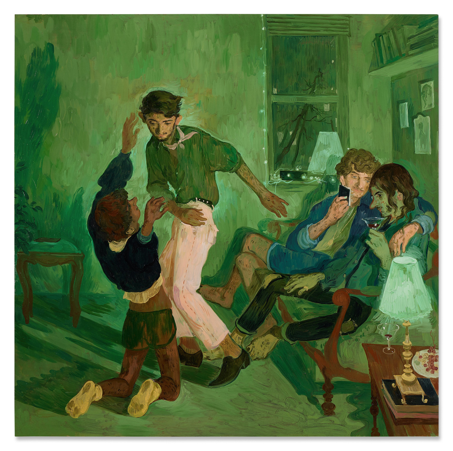 Salman Toor, <em>Four Friends</em>, 2019.