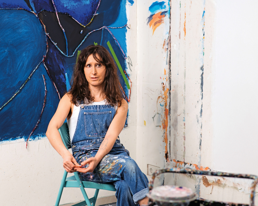 person in painting studio