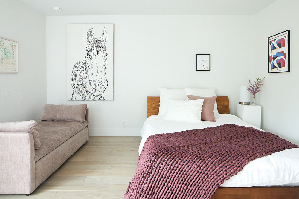 On display in a bedroom are works by Amelie Von Wufflen, Dave Muller, Rob Pruitt, and Cheryl Donegan.
