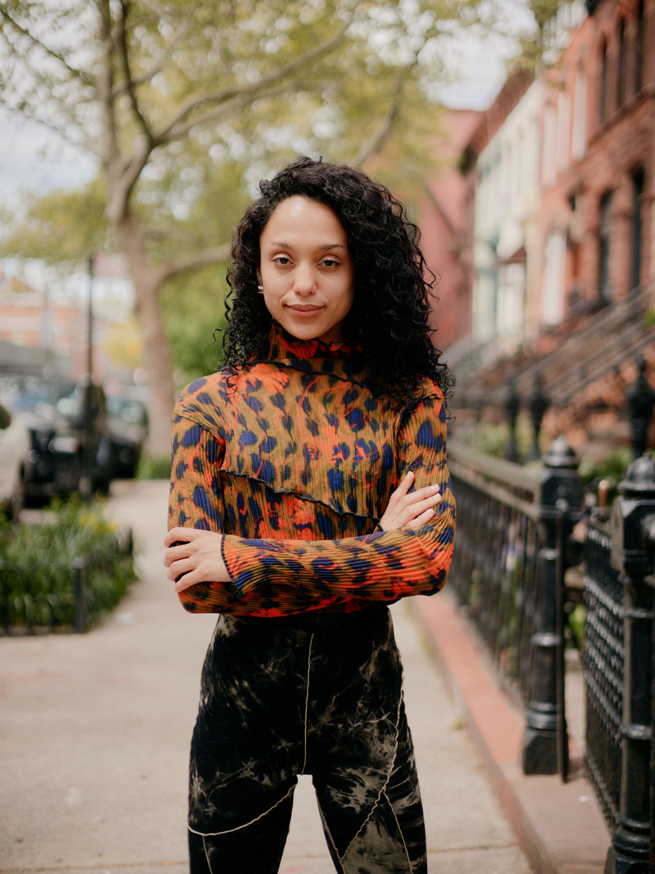woman standing on street