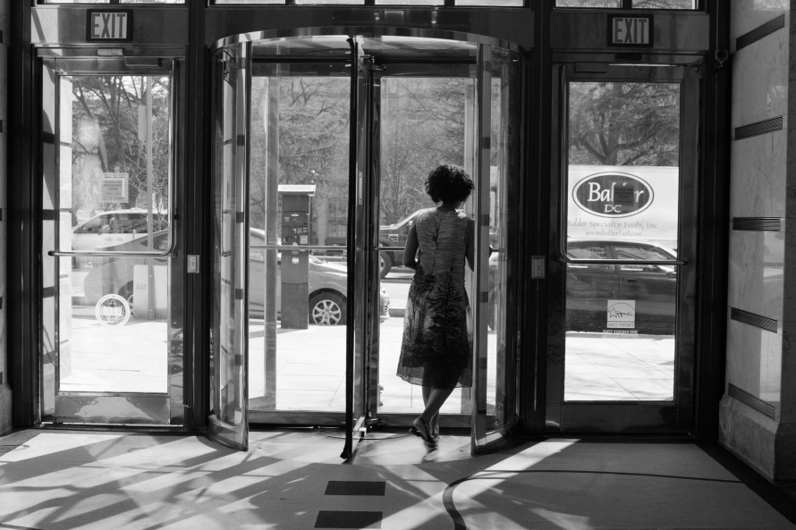 woman in turnstile