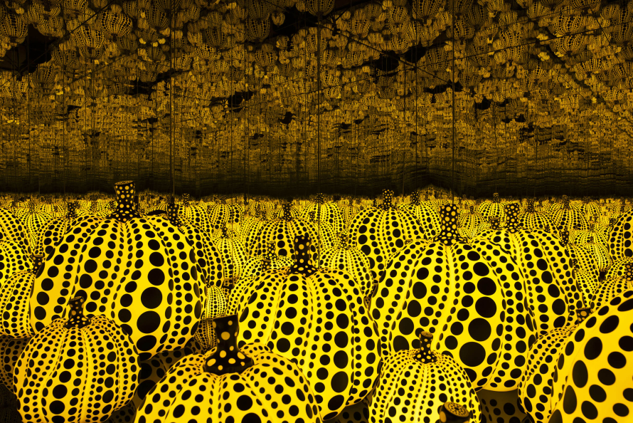 Yayoi Kusama's All the Eternal Love I Have for the Pumpkins, detail, 2016. Wood, mirror, plastic, acrylic, LED. Courtesy Ota Fine Arts, Tokyo/Singapore and Victoria Miro, London. © Yayoi Kusama.