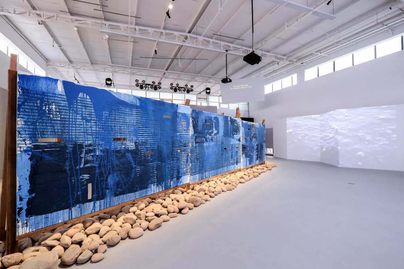 gallery installation with large screen