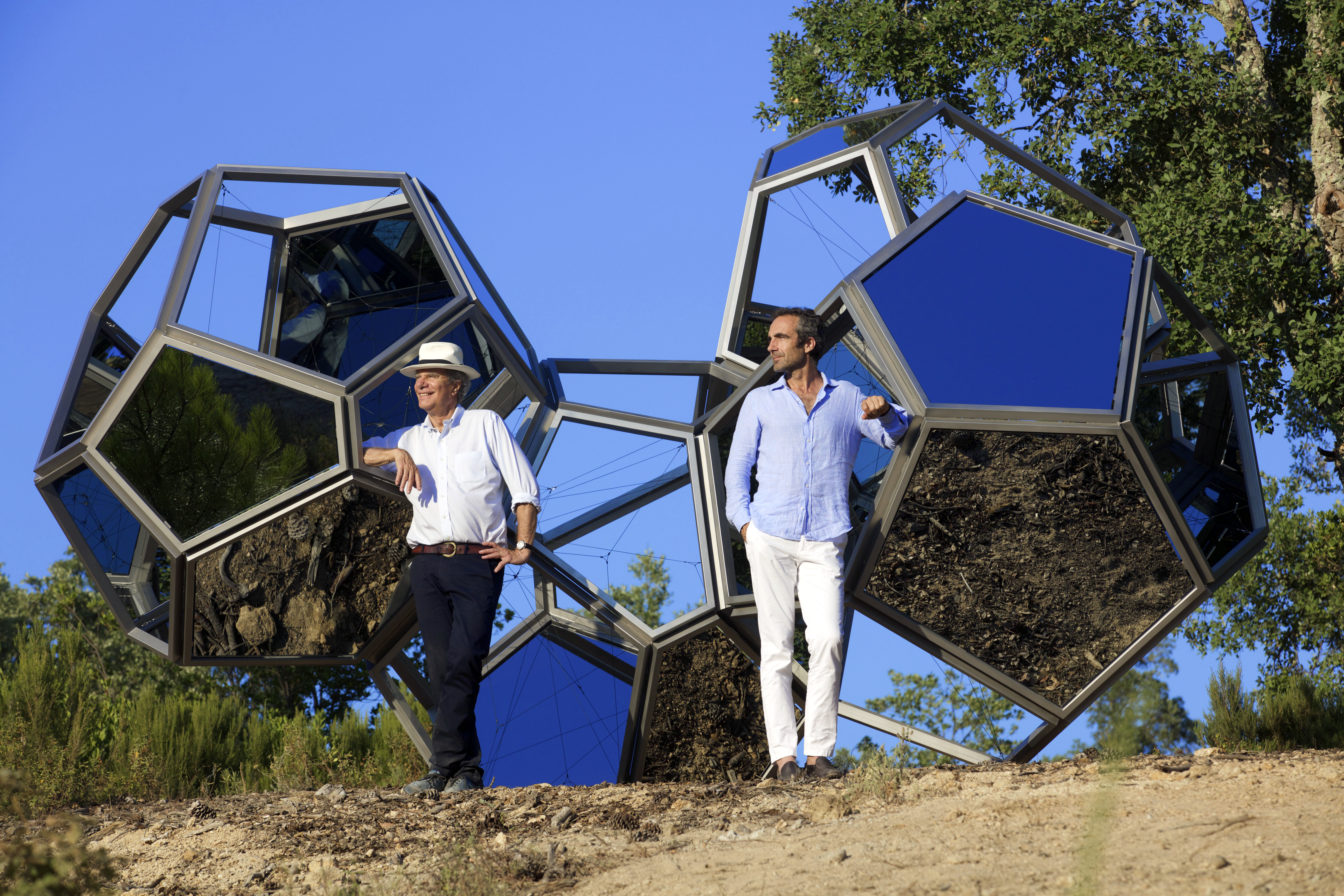 Jean-Gabriel and Edward Mitterrand with Tomás Saraceno’s <em>Air-Port-City/Cloud Cities 4 Modules Metal</em>, 2010.” width=”8688″ height=”5792″><figcaption>Jean-Gabriel and Edward Mitterrand with Tomás Saraceno’s <em>Air-Port-City/Cloud Cities 4 Modules Metal</em>, 2010.</figcaption></figure>
</p><p>Veteran art dealer Jean-Gabriel Mitterrand has worked with contemporary artists for 30 years, but always dreamed of a sculpture park. Highlighting work from various artists and movements, the park, <a href=