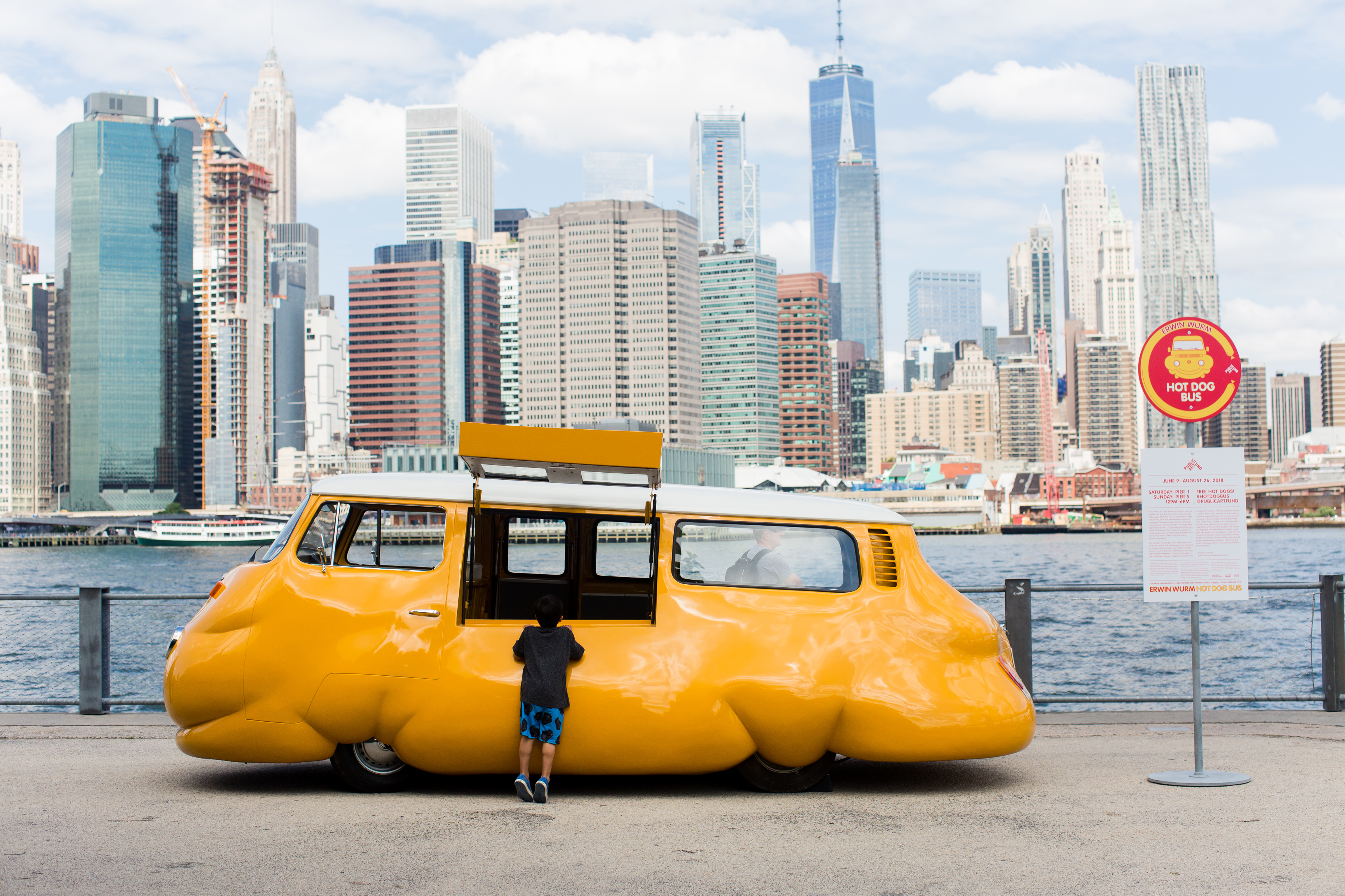 Erwin  Wurm's  Hot  Dog  Bus,  2018. Courtesy of Liz Ligon courtesy of Public Art Fund. 