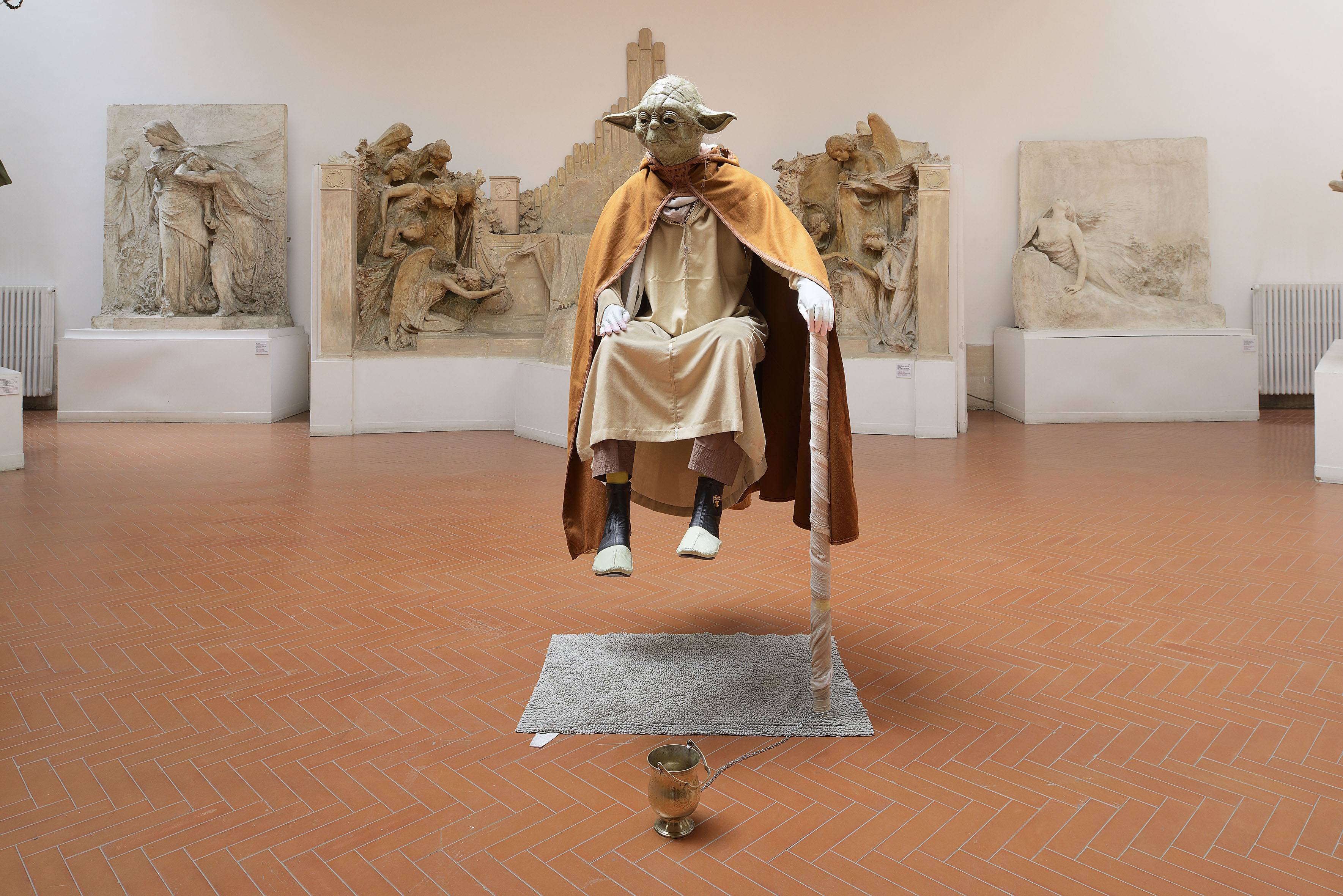 Claire Fontaine’s Yoda, 2016, is included in the first exhibition at Swiss Institute’s new location.