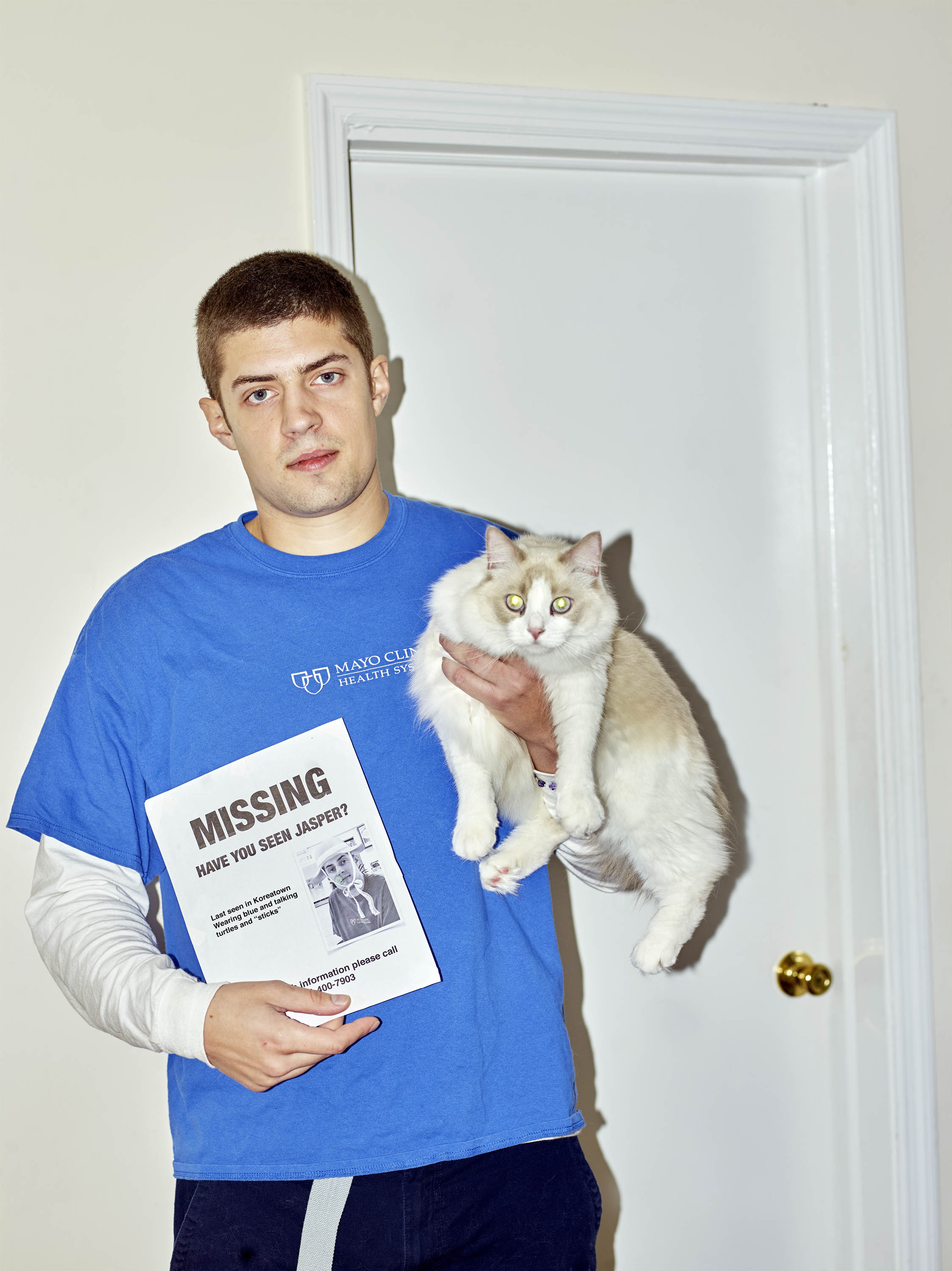Jasper Spicero and Edie the cat, 2018.