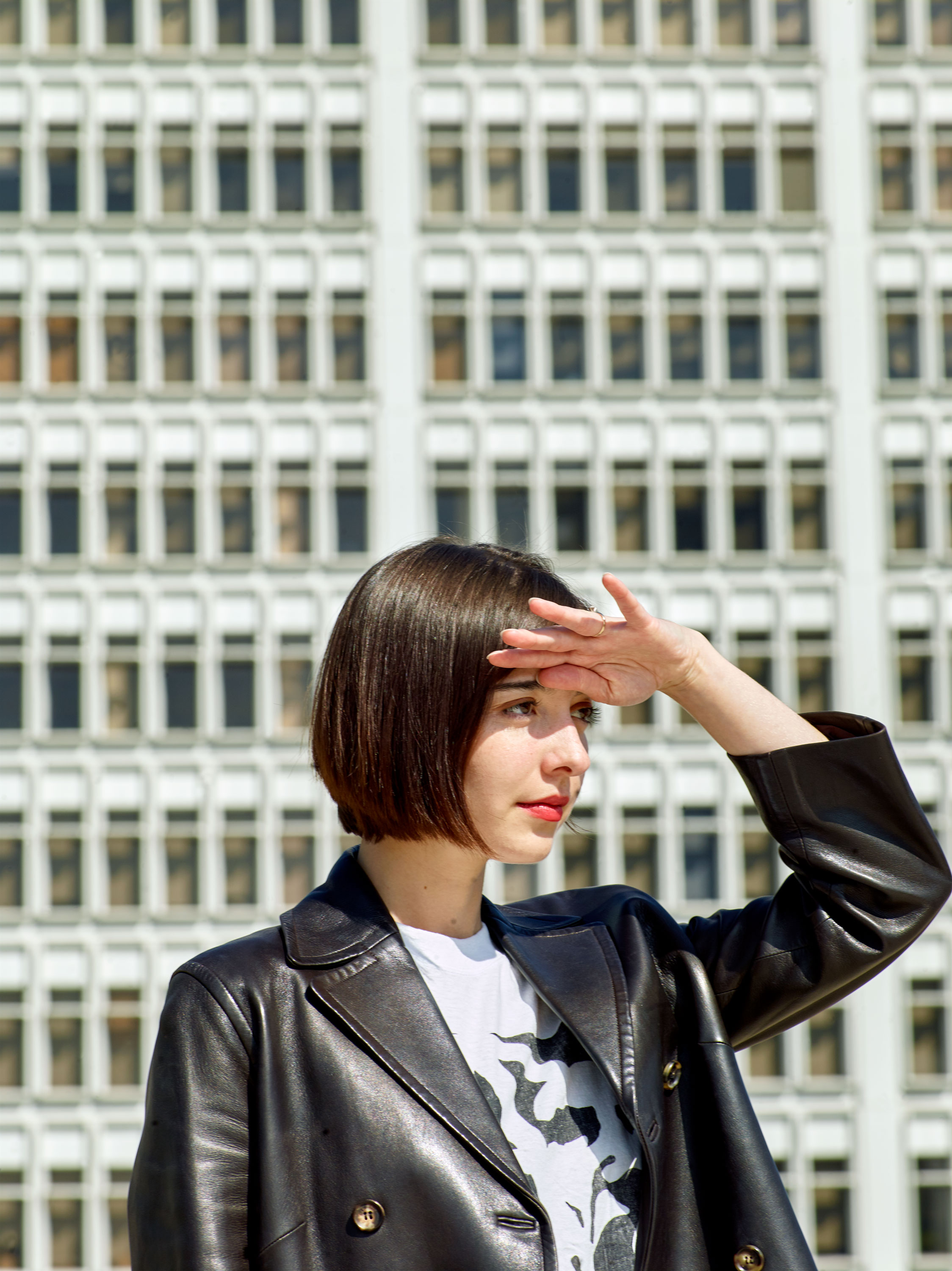 Amalia Ulman in front of the Stuart M. Ketchum-Downtown YMCA in Los Angeles, 2018.