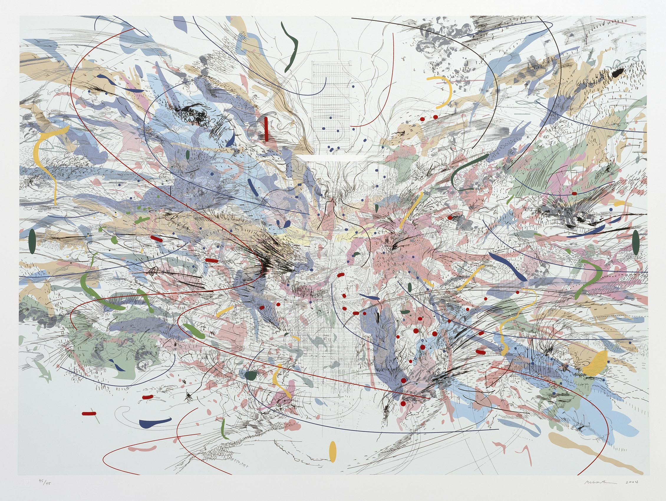 Julie Mehretu, <i>Entropia (review)</i> (2004)” width=”2260″ height=”1701″><figcaption>Julie Mehretu, <i>Entropia (review)</i> (2004)</figcaption></figure></p></p><p>In <a href=