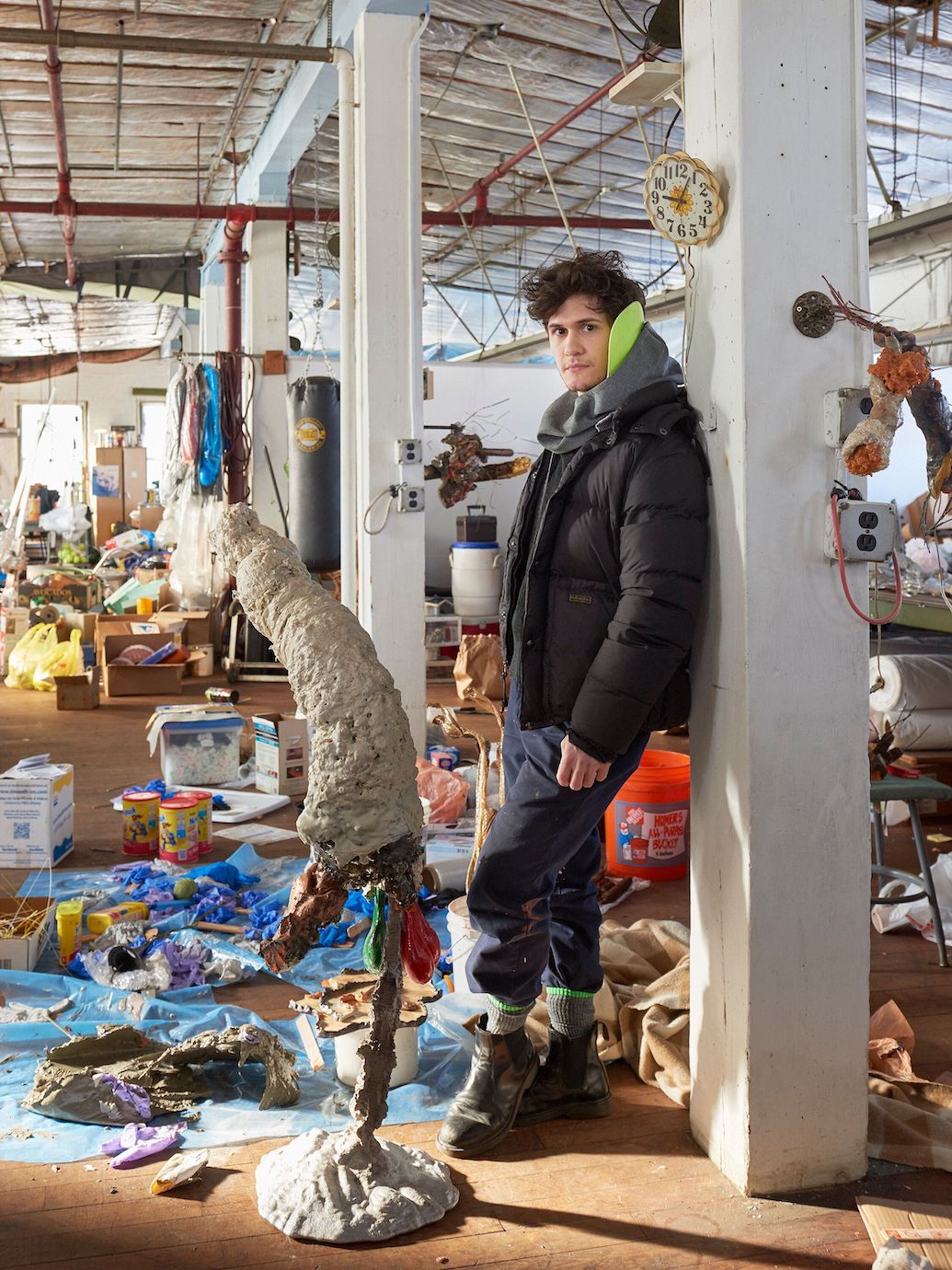 Daniel Giordano in his studio, which is also his family's former coat factory.