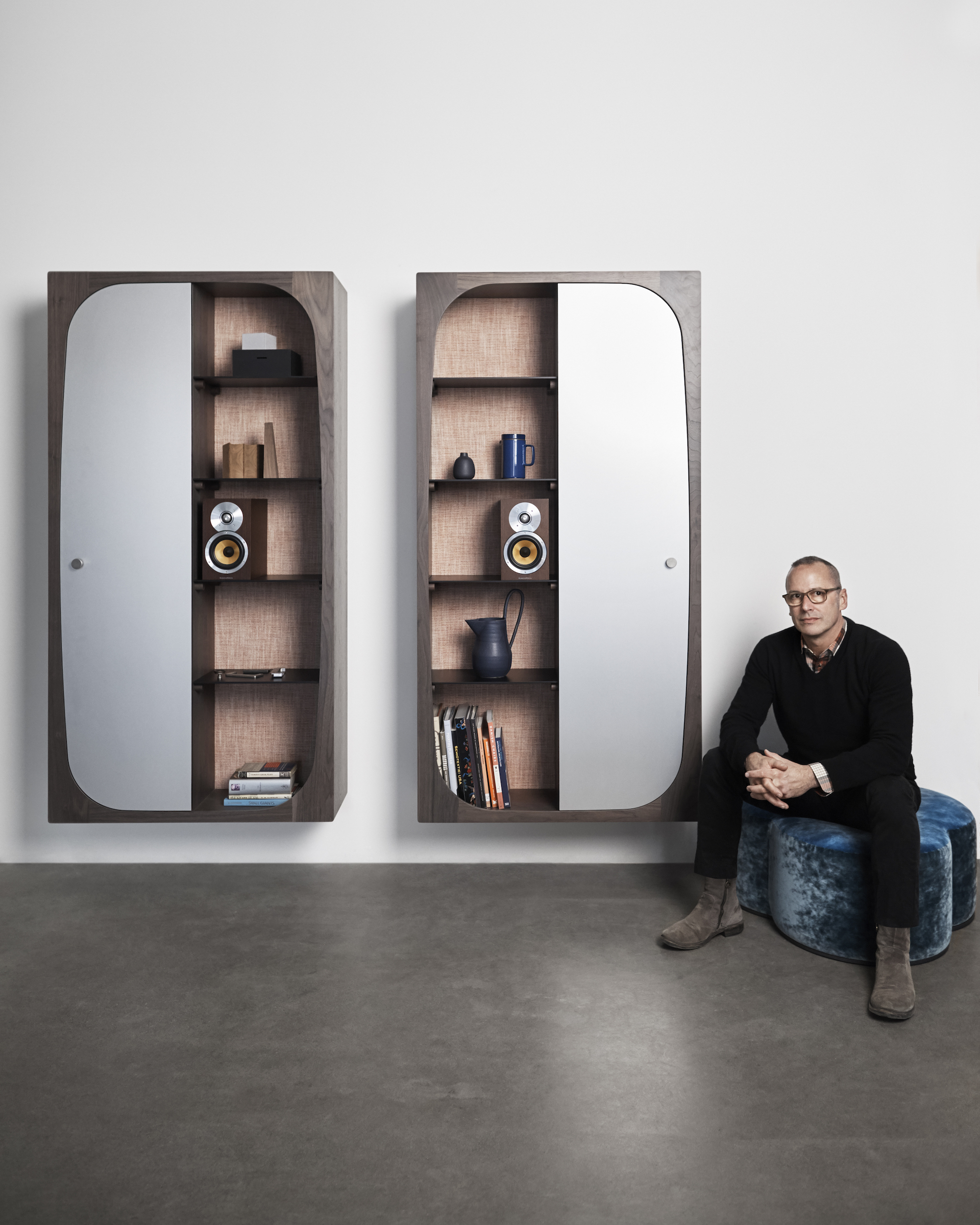 Scott Hudson sitting next to the Henrybuilt Portal, one of his own designs.