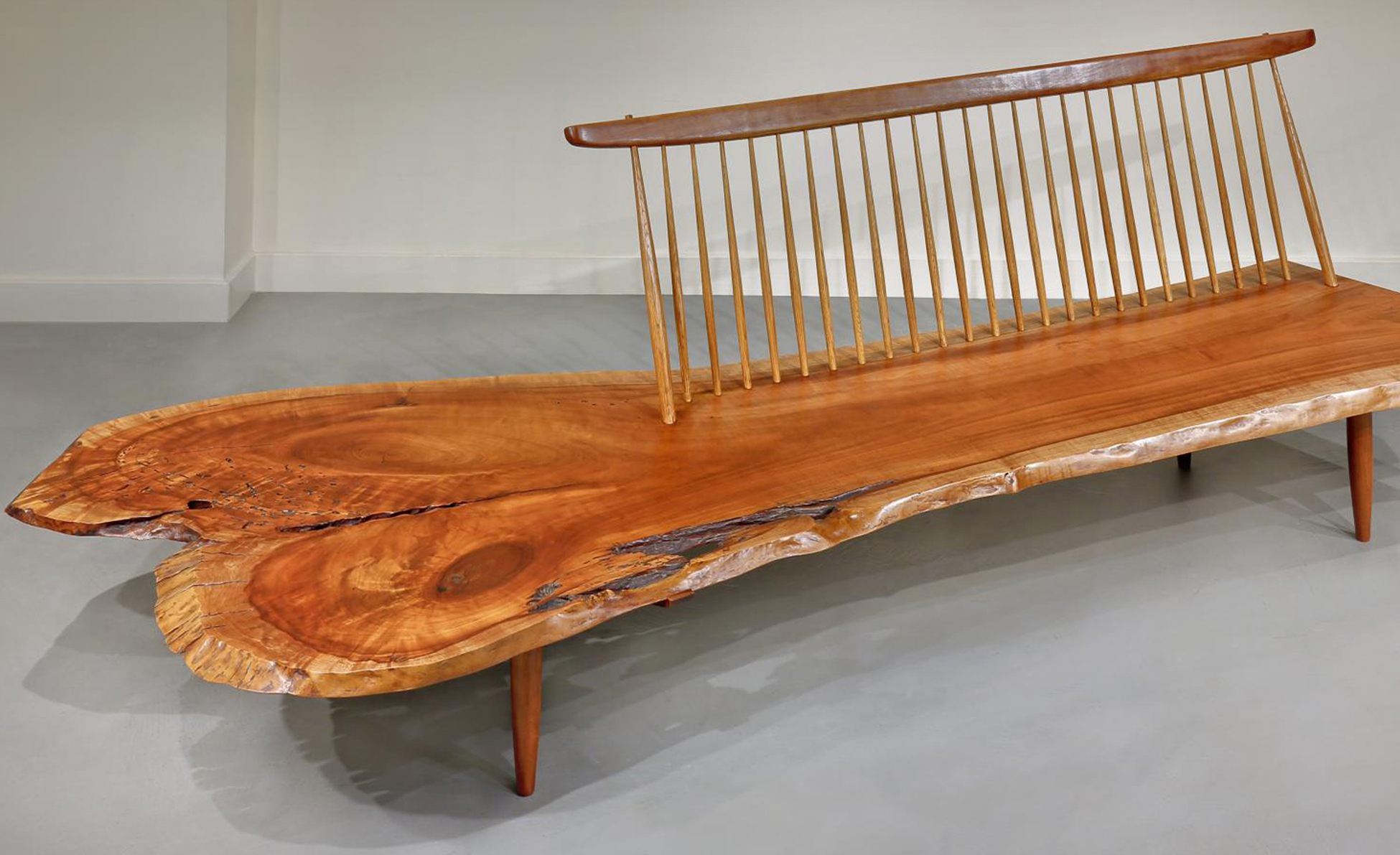 George Nakashima's Cherry Conoid Bench, 1962.