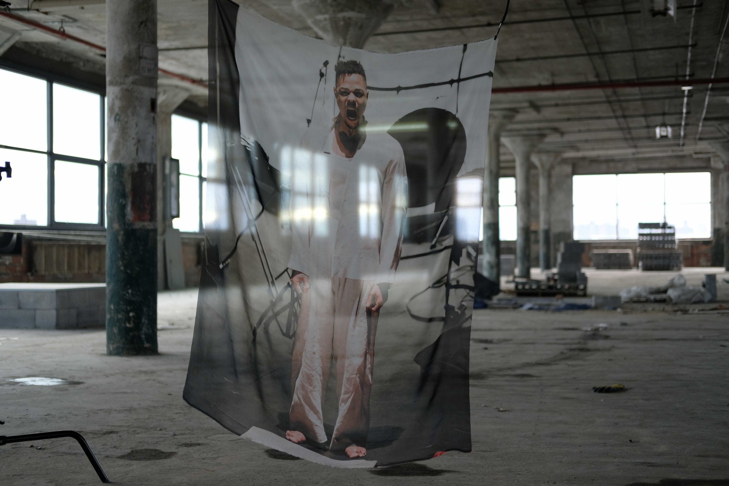 Inkjet dye prints on silk of photographs by Taylor West and Tucker Bair. Printed by Justin Suazo of Software Studios and shot at 154 Scott with kind permission from Dawson and Wells Stellberger.