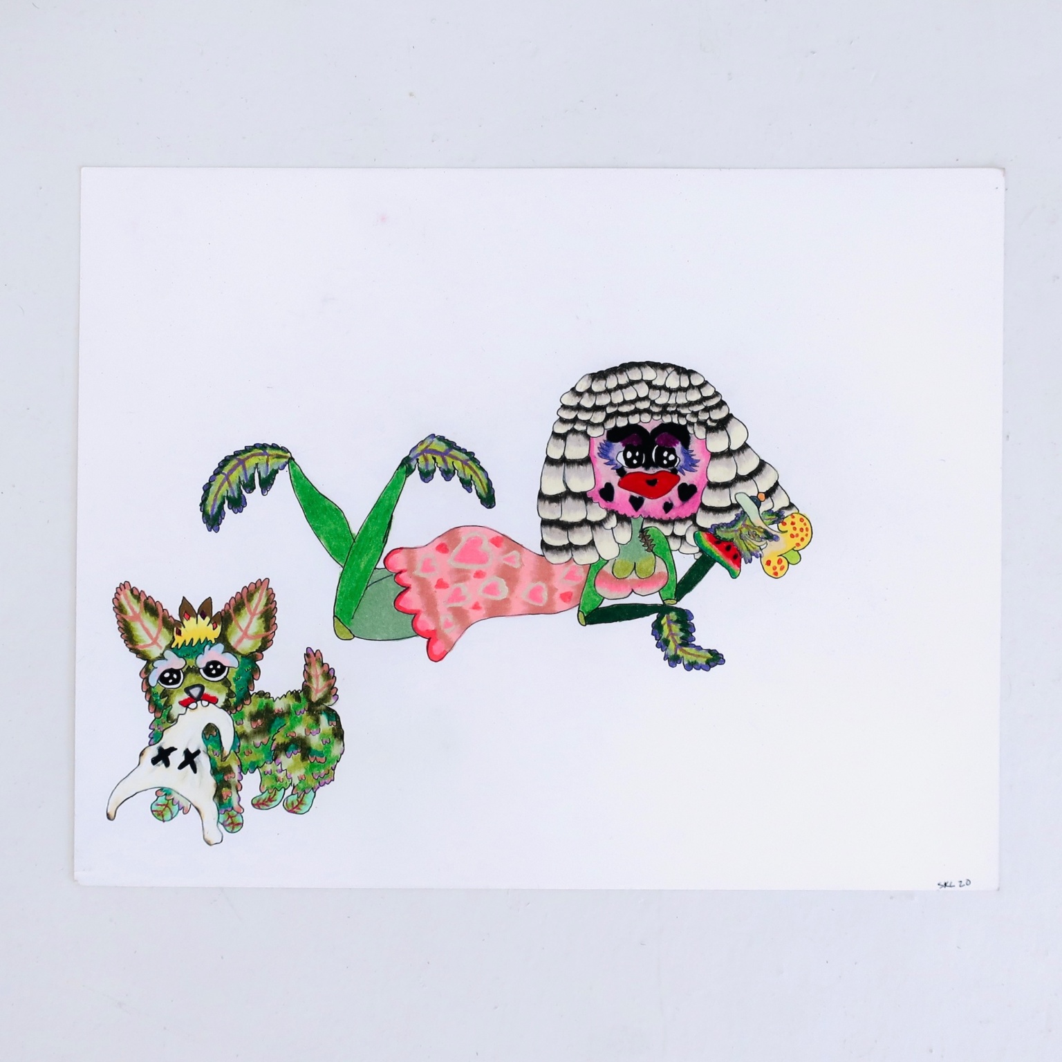 SEAN-KIERRE LYONS’ PATATULUS BOREROLIS & PACARI, 2020. COLOR PENCIL ON BRISTOL PAPER. COURTESY OF THE ARTIST AND LARRIE, NEW YORK.