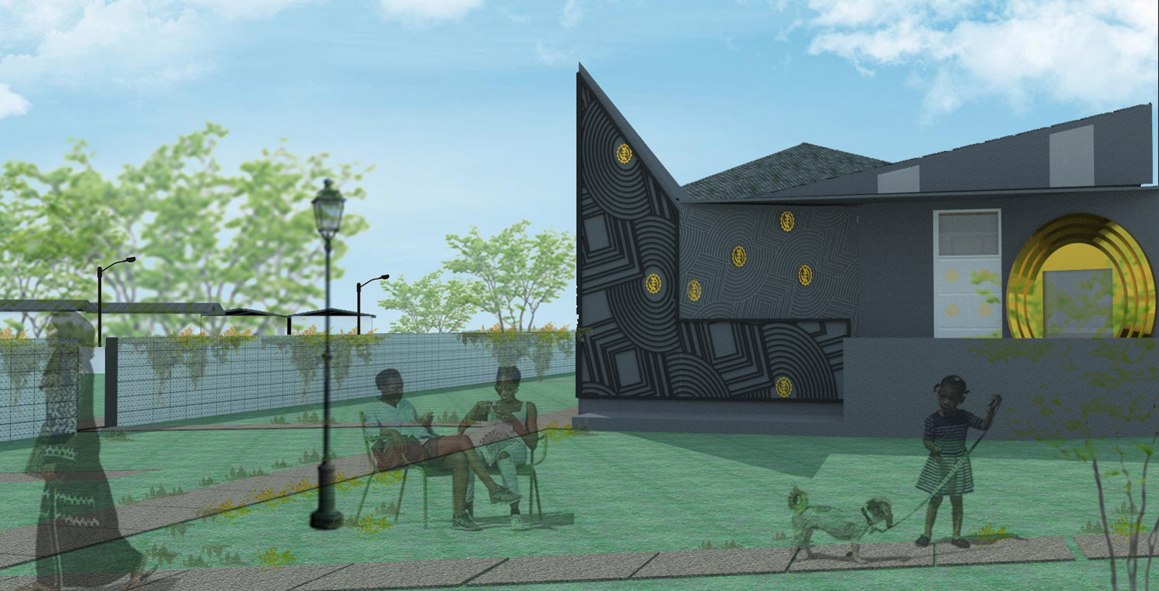 A rendering of the future Unearthing the Black Aesthetic project by OffTop Design in the Watts neighborhood of LA. Image courtesy OffTop Design.