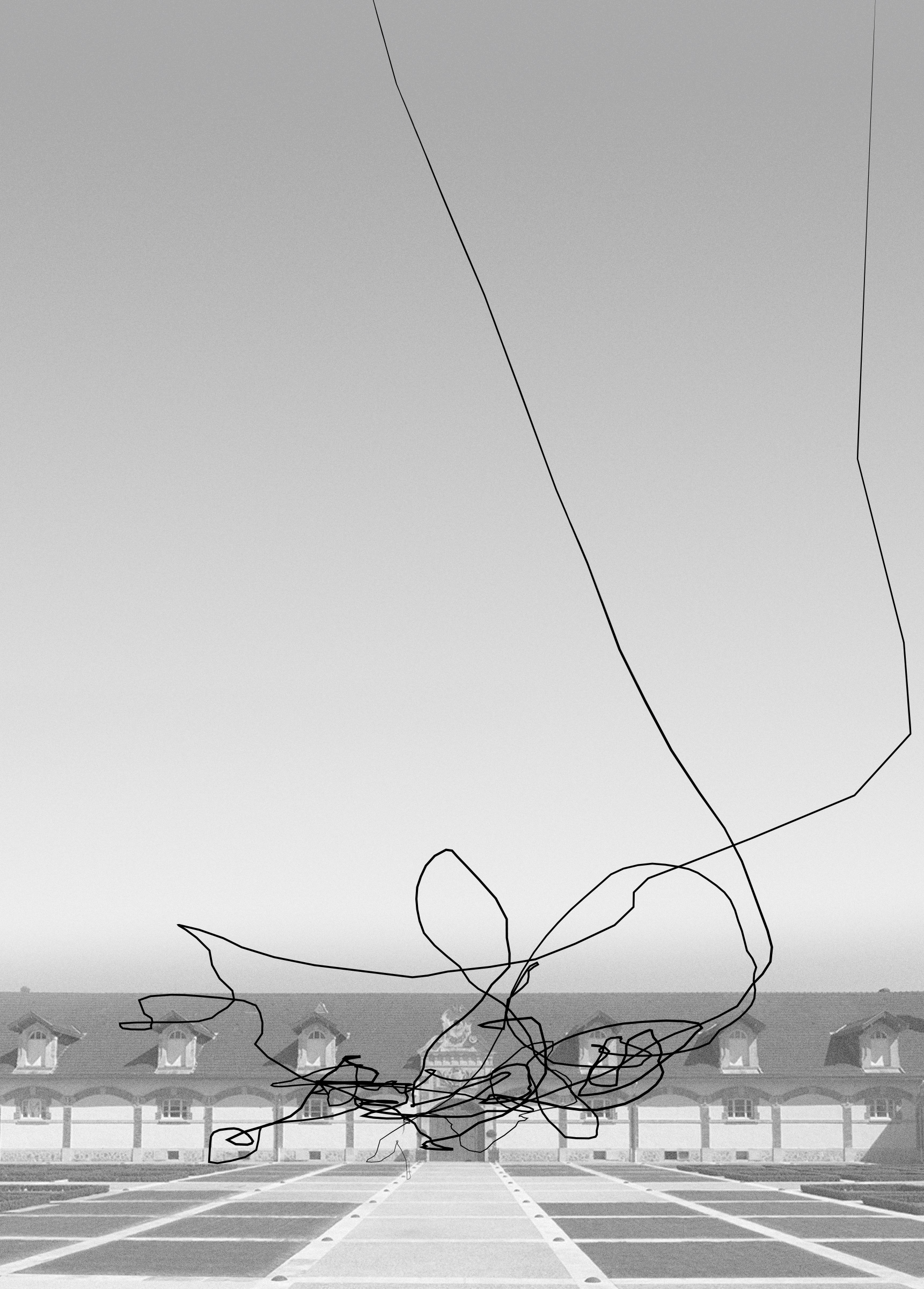 Tomás Saraceno, towards an Aerocene era, Making of Movement [49.190091, 4.064507] 20.05.2021 Reims, France. Augmented reality Aeroglyphic sculpture formed by a site-specific trajectory made with the Aerocene Backpack. A Movement to free the air from fossil fuels, lifted only the air and sun and moved by the wind. For Maison Ruinart.