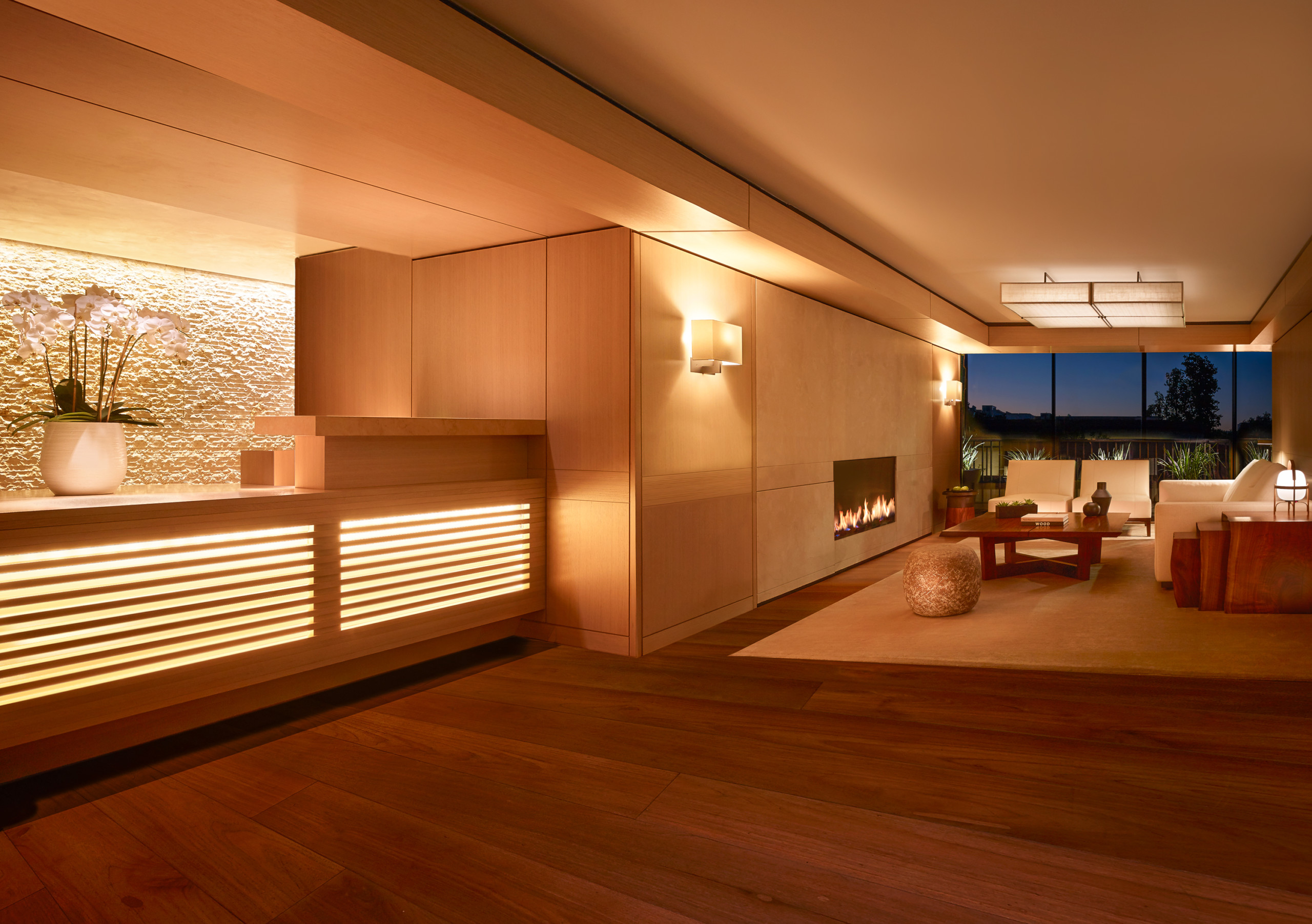 Nobu Hotel Palo Alto's Reception area. All photography courtesy of  Nobu Hotel Palo Alto.