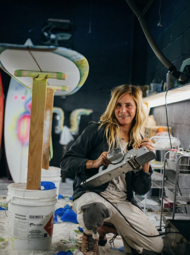 Rachel Lord hard at work in her studio. Photography by Trent Stevens.